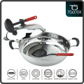 Stainless Steel Wok Frying Pan with Spatula and Soup Ladle